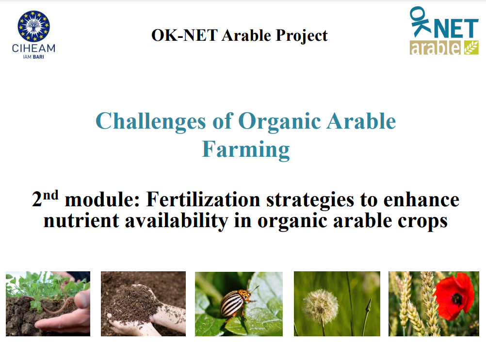 Challenges of Organic Arable Farming 2nd module Fertilization
